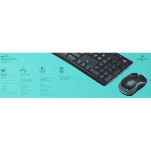 Клавиатура + мышь Logitech MK270 клав:черный мышь:черный USB беспроводная Multimedia (920-004518)