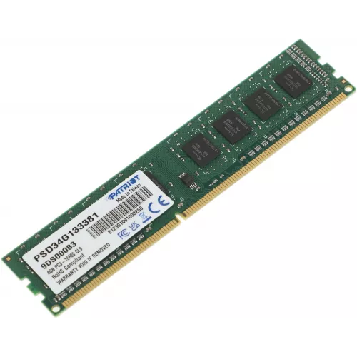 Память DDR3 4Gb 1333MHz Patriot PSD34G133381 RTL PC3-10600 CL9 DIMM 240-pin 1.5В single rank Ret
