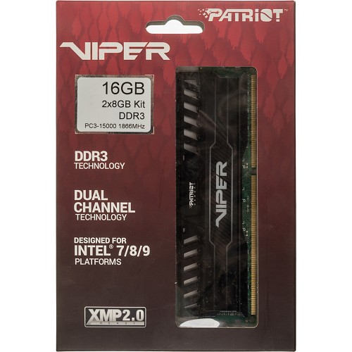 Память DDR3 2x8GB 1866MHz Patriot PV316G186C0K Viper 3 RTL Gaming PC3-14900 CL10 DIMM 240-pin 1.5В dual rank с радиатором Ret
