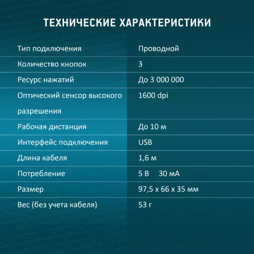 Мышь Оклик 385M черный оптическая 1600dpi USB для ноутбука 3but (1066858)