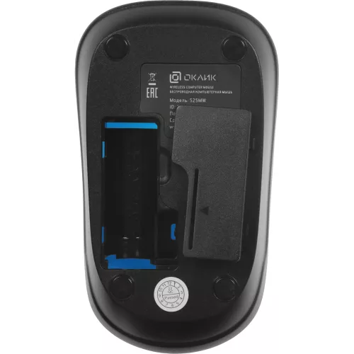 Мышь Оклик 525MW черный/голубой оптическая 1000dpi беспров. USB для ноутбука 3but (1090724)