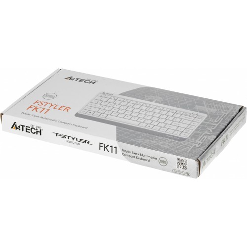 Клавиатура A4Tech FK11 белый USB slim (FK11 USB (WHITE)) кабель 1.5м