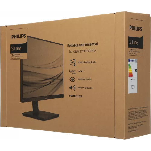 Монитор Philips 23.8" 242S1AE (00/01) черный IPS LED 16:9 DVI HDMI M/M матовая HAS Piv 1000:1 300cd 178гр/178гр 1920x1080 75Hz VGA DP FHD 4.83кг