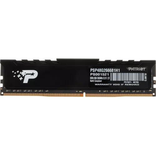 Память DDR4 8Gb 2666MHz Patriot PSP48G266681H1 Signature RTL PC4-21300 CL19 DIMM 288-pin 1.2В single rank с радиатором Ret