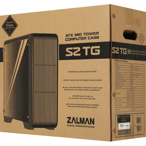 Корпус Zalman S2 TG черный без БП ATX 4x120mm 2xUSB2.0 1xUSB3.0 audio bott PSU