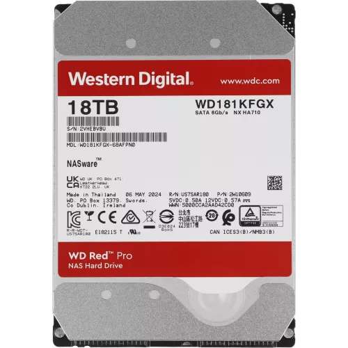 Жесткий диск WD SATA-III 18Tb WD181KFGX NAS Red Pro (7200rpm) 512Mb 3.5"