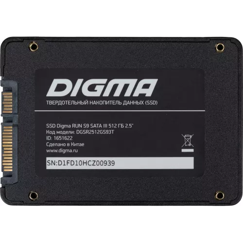 Накопитель SSD Digma SATA-III 512GB DGSR2512GS93T Run S9 2.5"