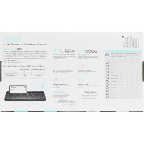 Клавиатура A4Tech FBK30 черный USB беспроводная BT/Radio slim Multimedia (FBK30 BLACK)