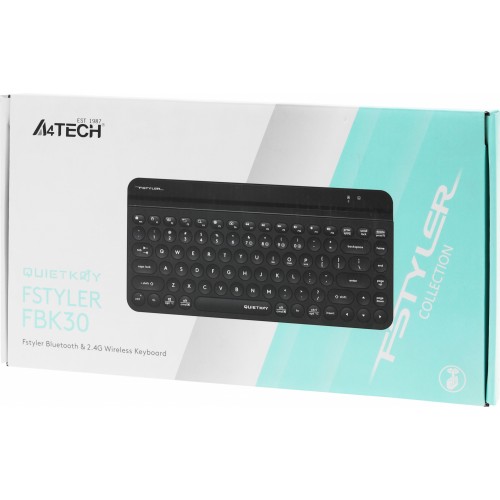 Клавиатура A4Tech FBK30 черный USB беспроводная BT/Radio slim Multimedia (FBK30 BLACK)
