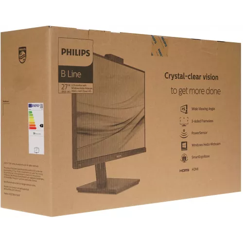 Монитор Philips 27" B Line 275B1H черный IPS LED 16:9 DVI HDMI M/M Cam матовая HAS Piv 350cd 178гр/178гр 2560x1440 75Hz DP QHD USB 6.42кг