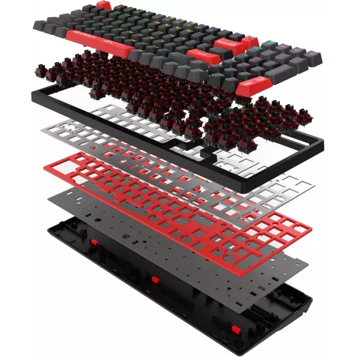Клавиатура A4Tech S98 механическая красный/красный USB for gamer LED (S98 RED) кабель 1.8м
