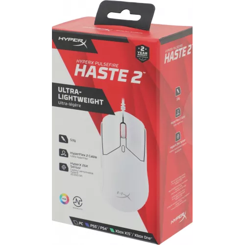 Мышь HyperX Pulsefire Haste 2 белый оптическая 26000dpi USB 5but (6N0A8AA)
