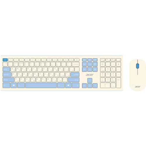 Клавиатура + мышь Acer OCC205 клав:белый/голубой мышь:белый/голубой USB беспроводная slim Multimedia (ZL.ACCEE.00C)