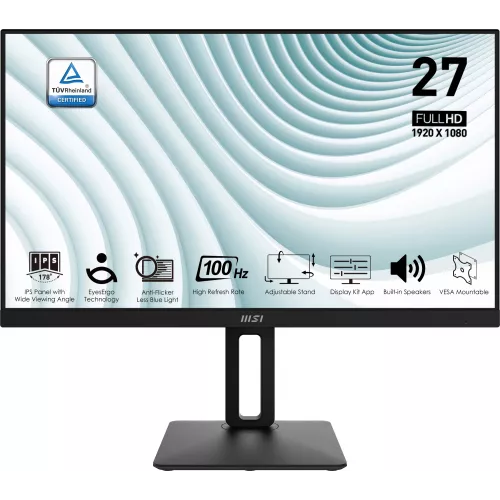 Монитор MSI 27" Pro MP271AP черный IPS LED 1ms 16:9 HDMI M/M матовая HAS Piv 300cd 178гр/178гр 1920x1080 100Hz VGA DP FHD 3.9кг