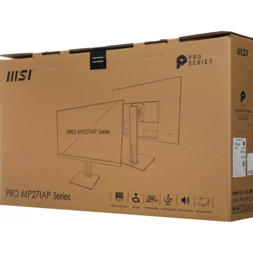 Монитор MSI 27" Pro MP271AP черный IPS LED 1ms 16:9 HDMI M/M матовая HAS Piv 300cd 178гр/178гр 1920x1080 100Hz VGA DP FHD 3.9кг