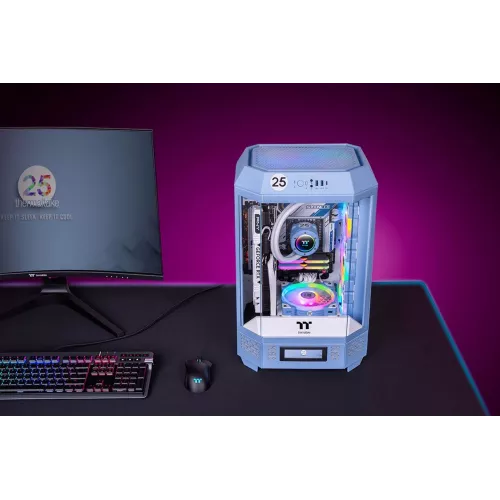 Корпус Thermaltake The Tower 300 Hydrangea голубой без БП mATX 8x120mm 6x140mm 2xUSB3.0 audio bott PSU