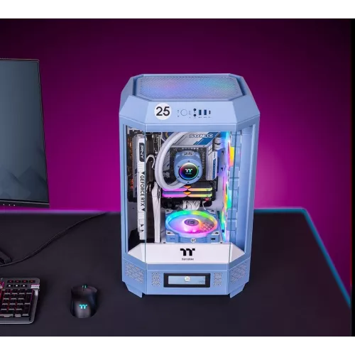 Корпус Thermaltake The Tower 300 Hydrangea голубой без БП mATX 8x120mm 6x140mm 2xUSB3.0 audio bott PSU