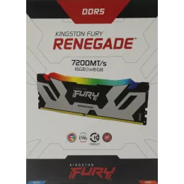 Память DDR5 16GB 7200MHz Kingston KF572C38RSA-16 Fury Renegade Black RGB RTL Gaming PC5-57600 CL38 DIMM 288-pin 1.45В single rank с радиатором Ret