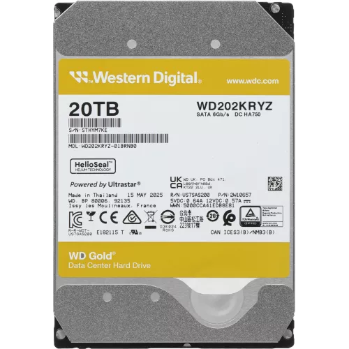 Жесткий диск WD SATA-III 20TB WD202KRYZ Server Gold 512E (7200rpm) 512Mb 3.5"