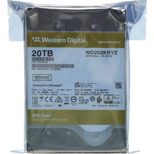 Жесткий диск WD SATA-III 20TB WD202KRYZ Server Gold 512E (7200rpm) 512Mb 3.5"