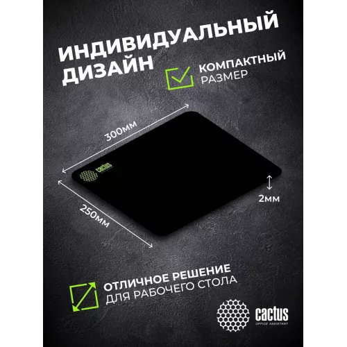 Коврик для мыши Cactus Black черный 300x250x2мм (CS-MPC-P01M)