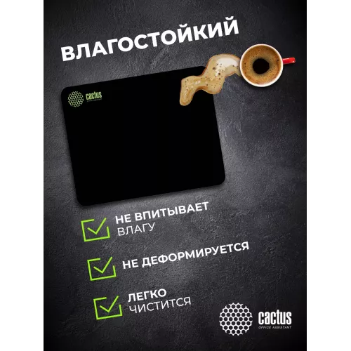 Коврик для мыши Cactus Black черный 300x250x2мм (CS-MPC-P01M)