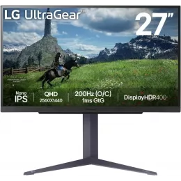 Монитор LG 27" UltraGear 27GS85Q-B черный IPS LED 16:9 HDMI матовая HAS 400cd 178гр/178гр 2560x1440 180Hz FreeSync DP 2K USB 6.2кг