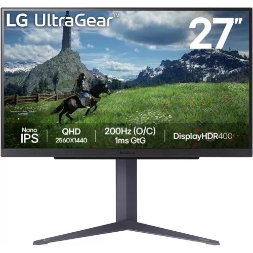 Монитор LG 27" UltraGear 27GS85Q-B черный IPS LED 16:9 HDMI матовая HAS 400cd 178гр/178гр 2560x1440 180Hz FreeSync DP 2K USB 6.2кг