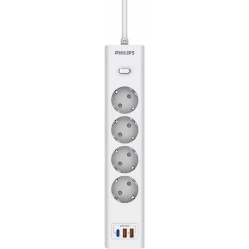 Сетевой фильтр Philips CHP4346WA/51 2м (4 розетки) белый (коробка)