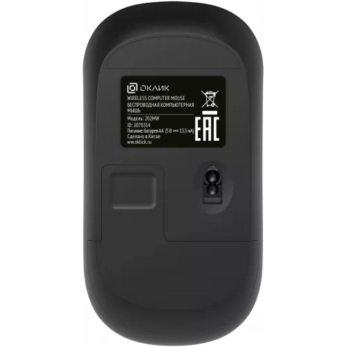 Мышь Оклик 202MW черный оптическая 1000dpi беспров. USB для ноутбука 3but (2070314)
