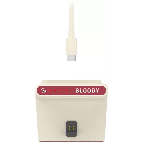 Мышь A4Tech Bloody R72 Ultra Duo белый/красный оптическая 20000dpi беспров. USB/USB-C 7but (R72 ULTRA DUO PIXELS RED)