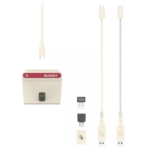 Мышь A4Tech Bloody R72 Ultra Duo белый/красный оптическая 20000dpi беспров. USB/USB-C 7but (R72 ULTRA DUO PIXELS RED)