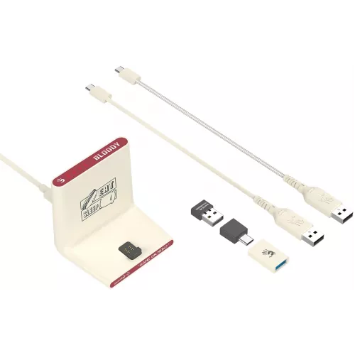 Мышь A4Tech Bloody R72 Ultra Duo белый/красный оптическая 20000dpi беспров. USB/USB-C 7but (R72 ULTRA DUO PIXELS RED)