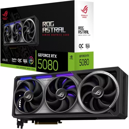 Видеокарта Asus PCI-E 5.0 ROG-ASTRAL-RTX5080-O16G-GAMING NVIDIA GeForce RTX 5080 16Gb 256bit GDDR7 2760/30000 HDMIx2 DPx3 HDCP Ret