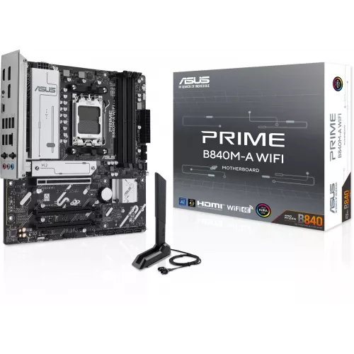 Материнская плата Asus PRIME B840M-A WIFI Socket AM5 AMD B840 4xDDR5 mATX AC`97 8ch(7.1) 2.5Gg RAID+HDMI+DP