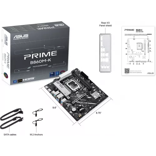 Материнская плата Asus PRIME B860M-K Soc-1851 Intel B860 2xDDR5 mATX AC`97 8ch(7.1) 2.5Gg RAID+HDMI+DP