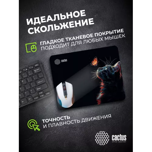 Коврик для мыши Cactus Night Cat 220x180x2мм (CS-MP-P12XS)