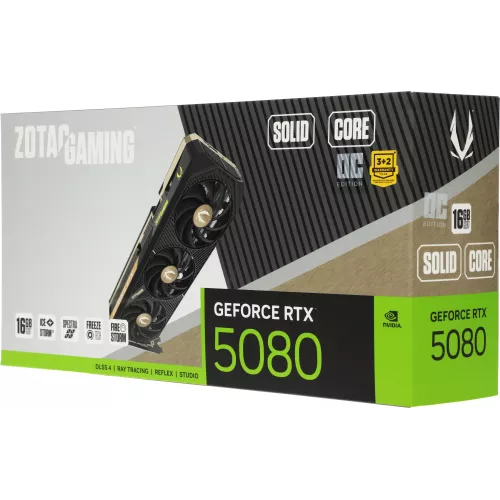 Видеокарта Zotac PCI-E 5.0 RTX 5080 SOLID CORE OC NVIDIA GeForce RTX 5080 16Gb 256bit GDDR7 2640/30000 HDMIx1 DPx3 HDCP Ret