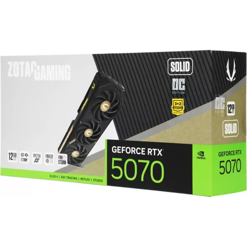 Видеокарта Zotac PCI-E 5.0 RTX 5070 SOLID OC NVIDIA GeForce RTX 5070 12Gb 192bit GDDR7 2542/28000 HDMIx1 DPx3 HDCP Ret