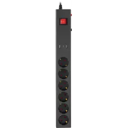 Сетевой фильтр Buro 600SE-1.8-USB-B 1.8м (6 розеток) черный (коробка)