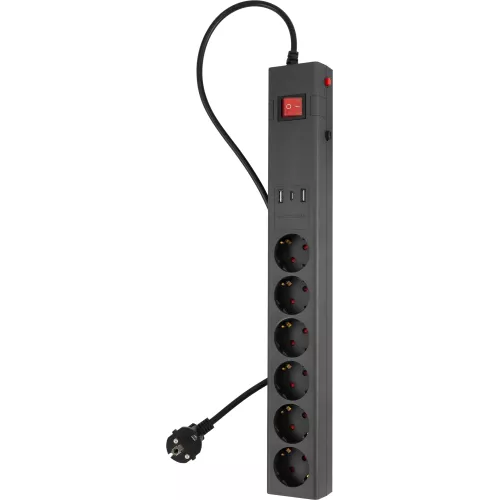 Сетевой фильтр Buro 600SE-1.8-USB-B 1.8м (6 розеток) черный (коробка)