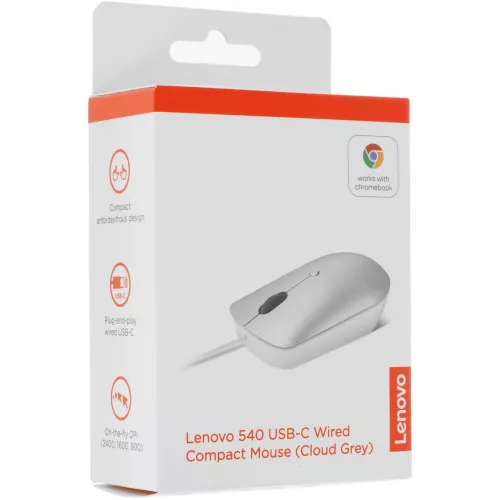 Мышь Lenovo 540 светло-серый оптическая 2400dpi USB 3but (GY51D20877)