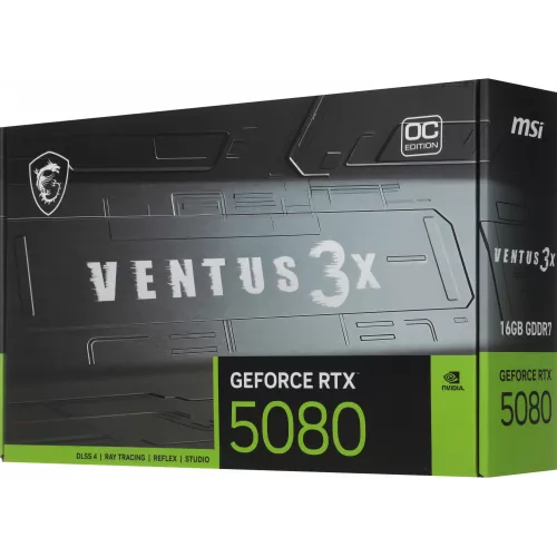 Видеокарта MSI PCI-E 5.0 RTX 5080 16G VENTUS 3X OC PLUS NVIDIA GeForce RTX 5080 16Gb 256bit GDDR7 2640/30000 HDMIx1 DPx3 HDCP Ret