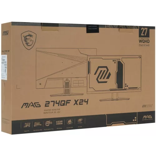 Монитор MSI 27" Mag 274QF X24 черный IPS LED 16:9 HDMI полуматовая 250cd 178гр/178гр 2560x1440 240Hz FreeSync Premium DP Quad 2K (1440p) 4.7кг