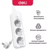 Сетевой фильтр Deli ET431 1.8м (3 розетки) белый (пакет ПЭ)