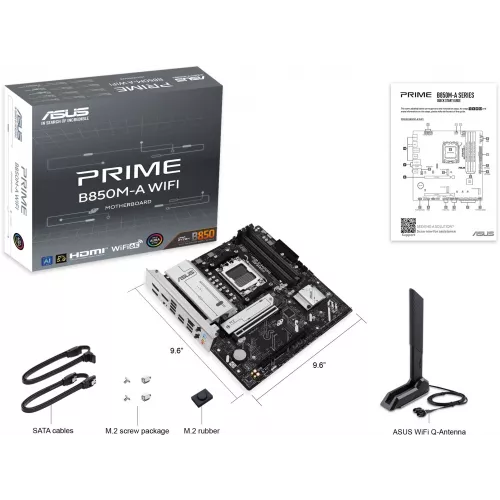 Материнская плата Asus PRIME B850M-A WIFI Socket AM5 AMD B850 4xDDR5 mATX AC`97 8ch(7.1) 2.5Gg RAID+VGA+HDMI+DP