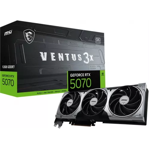 Видеокарта MSI PCI-E 5.0 RTX 5070 12G VENTUS 3X OC NVIDIA GeForce RTX 5070 12Gb 192bit GDDR7 2542/28000 HDMIx1 DPx3 HDCP Ret