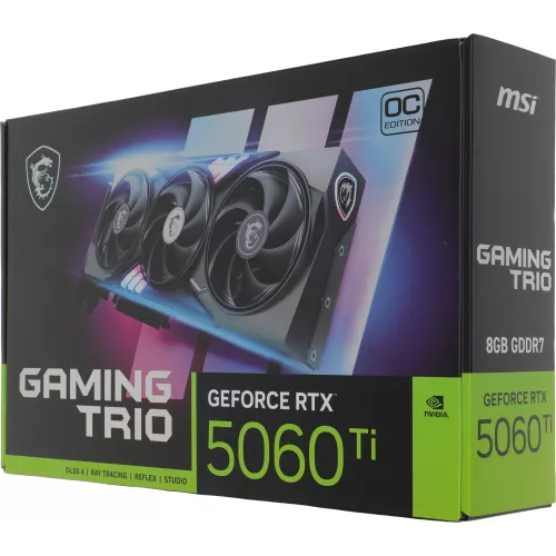 Видеокарта MSI PCI-E 5.0 RTX 5060 TI 8G GAMING TRIO OC NVIDIA GeForce RTX 5060TI 8Gb 128bit GDDR7 2647/28000 HDMIx1 DPx3 HDCP Ret