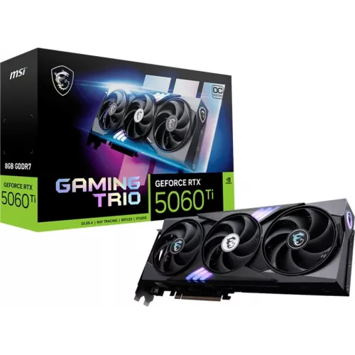 Видеокарта MSI PCI-E 5.0 RTX 5060 TI 8G GAMING TRIO OC NVIDIA GeForce RTX 5060TI 8Gb 128bit GDDR7 2647/28000 HDMIx1 DPx3 HDCP Ret
