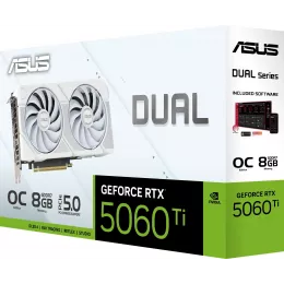 Видеокарта Asus PCI-E 5.0 DUAL-RTX5060TI-O8G-WHITE NVIDIA GeForce RTX 5060TI 8Gb 128bit GDDR7 2602/28000 HDMIx1 DPx3 HDCP Ret